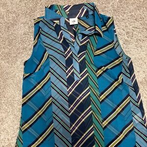 Cabi See through dress blouse chevron design